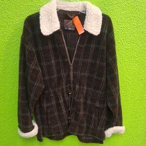Plaid Sherpa-Lined Jacket